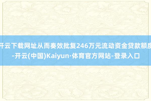 开云下载网址从而奏效批复246万元流动资金贷款额度-开云(中国)Kaiyun·体育官方网站-登录入口